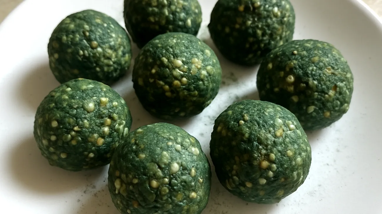 Buchweizen-Hanfsamen-Energiebällchen mit Spirulina"