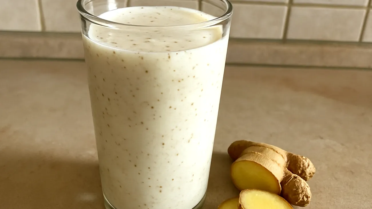 Kefir-Smoothie mit Flohsamenschalen und Ingwer"