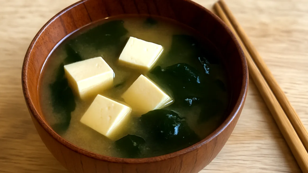 Miso-Suppe mit Wakame-Algen und Silken-Tofu"